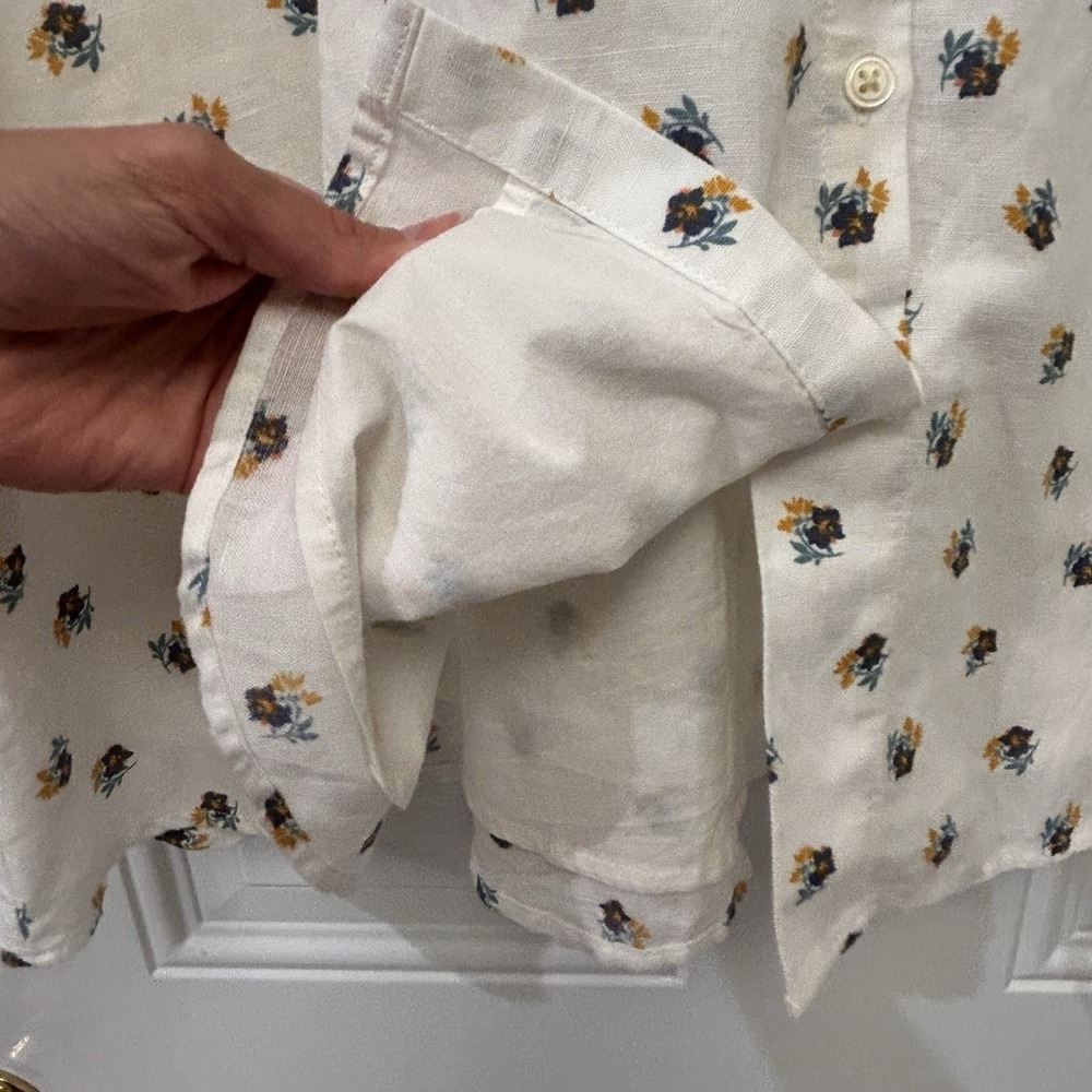 GAP White Dress floral puff sleeve lined button Fit Flare Beach Summer Work 10 - Picture 10 of 12